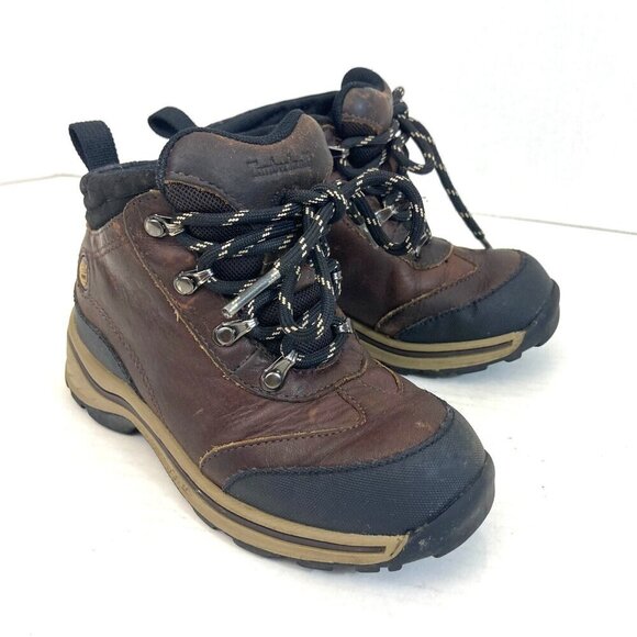 Timberland Hiking Boots Toddler Sz 10.5 Brown Black Leather Lace-Up Boots 22813M - Picture 2 of 12